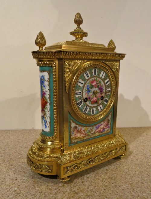 Fine Porcelain Mounted Ormolu Mantel Clock