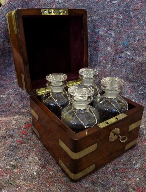 Brass-bound Mahogany Decanter Box Set