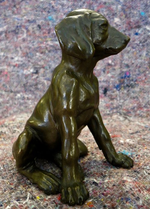 Charming Bronze of a Puppy, Dated 1910