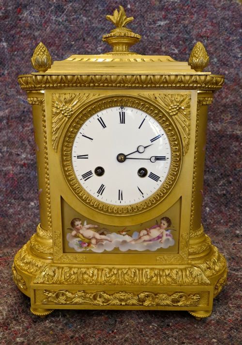 Fine French Ormolu & Porcelain Mantel Clock
