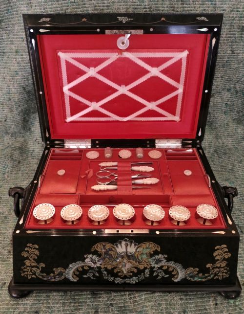 fig 1. VERY FINE FITTED REGENCY SEWING BOX