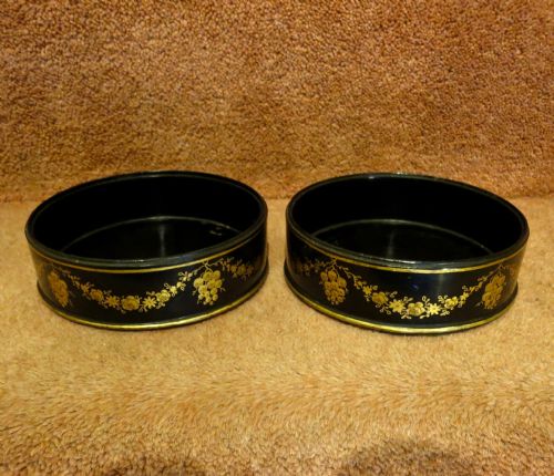 Pair of Regency Papier Maché Wine Coasters