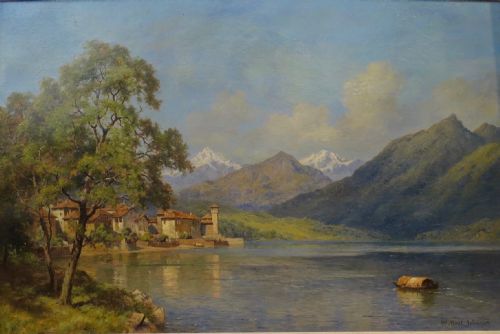 Fine English Oil Painting: Lake Como