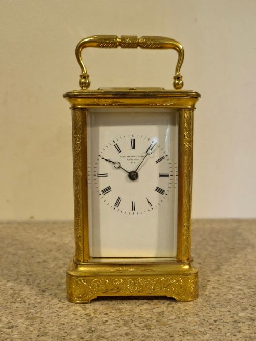 A Charming Engraved Small French Carriage Clock