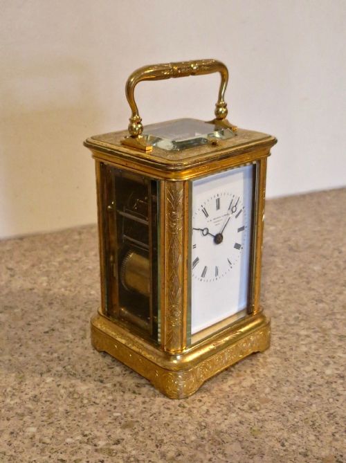 fig 1. A CHARMING ENGRAVED SMALL FRENCH CARRIAGE CLOCK