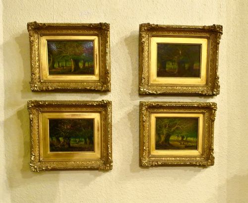 Set of Four 'Ancient Woodland' Oil Paintings