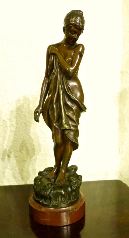 French Bronze Sculpture of a Girl