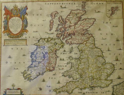17th Century Hand-coloured Map of Gt. Britain