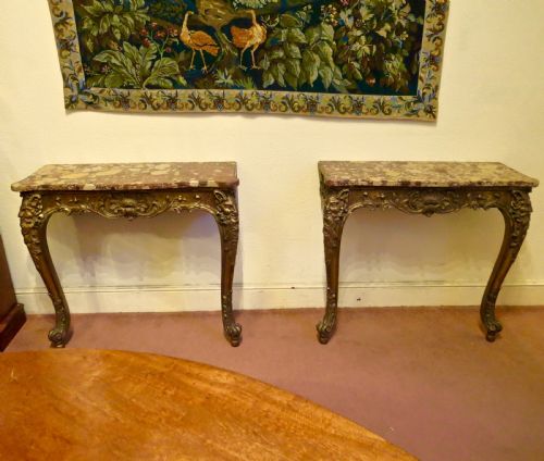 Fine Pair of Marble-topped Console Tables