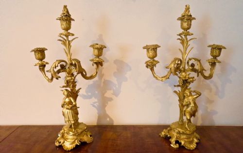 Fine Pair French Ormolu Candelabra