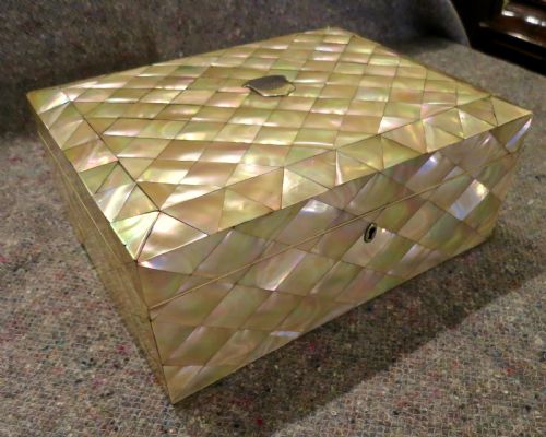 fig 1. FULLY FITTED MOTHER-OF-PEARL SEWING BOX