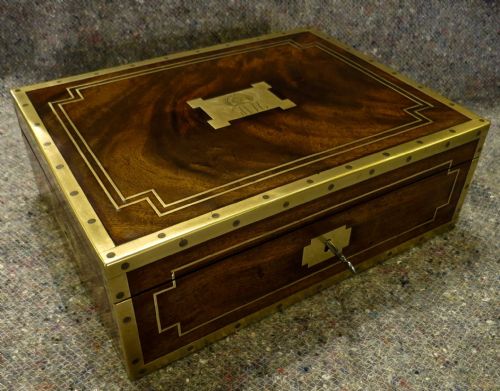 Brass-bound Solid Mahogany Deed Box