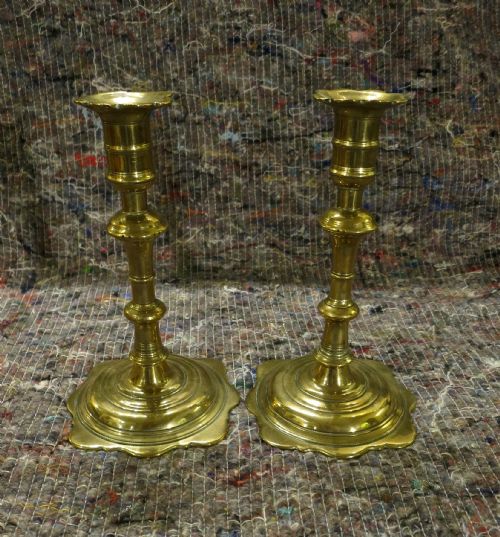 Pair Early 18th Century Brass Candlesticks