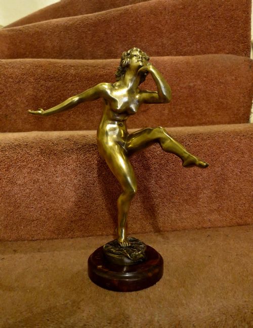 Art Deco Period Bronze Dancer by Rene Varnier