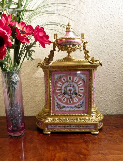 Impressive Ormolu & Porcelain Mantel Clock