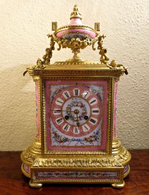 fig 1. IMPRESSIVE ORMOLU & PORCELAIN MANTEL CLOCK