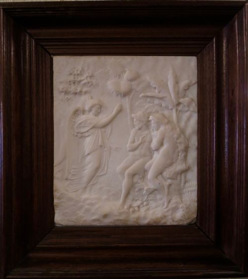 Unusual Carved White Carrera Marble Plaque