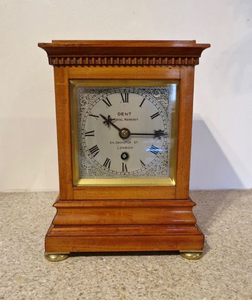 Fine English Satinwood Four-glass Clock by Dent