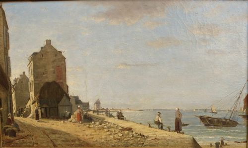 French Oil Painting of Normandy Coastal View