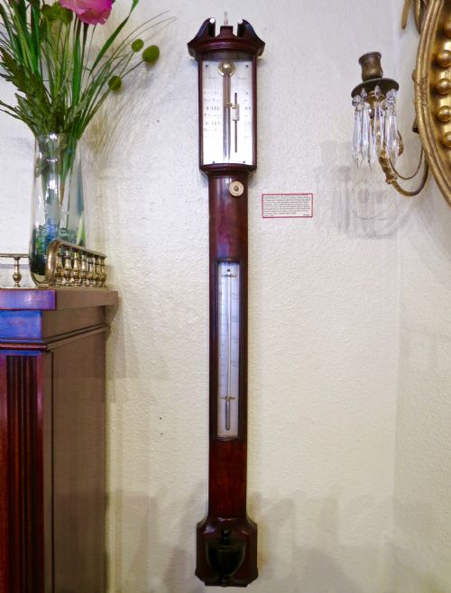 Fine Bow-fronted Mahogany Stick Barometer