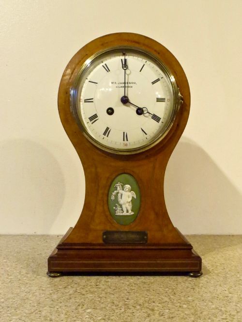 Edwardian Satinwood Striking Mantel Clock