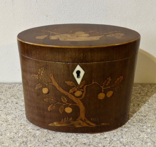 Good George III Inlaid Oval Tea Caddy