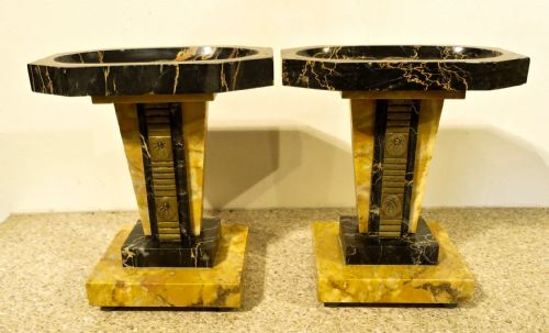 Pair of Art Deco Sienna Marble "Tazzas"