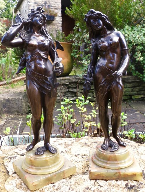 Pair of French Bronze Figures of "Muses"
