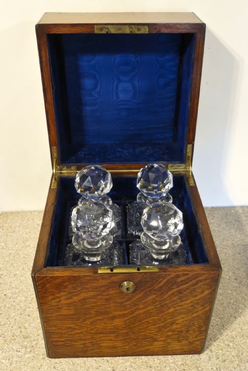 Victorian Honey Oak Boxed Decanter Set