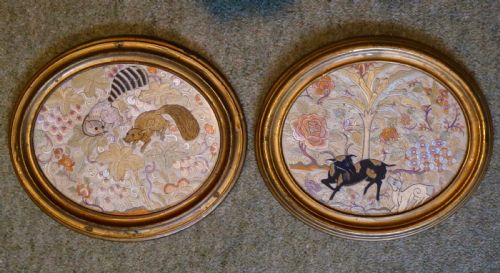 Pair of Chinese Silk Needlework Pictures