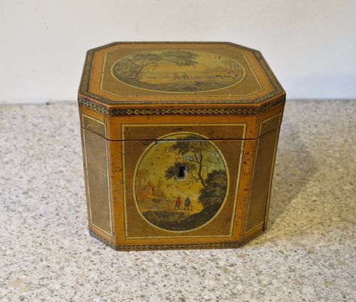 fig 1. A RARE DECORATED CONTINENTAL TEA CADDY