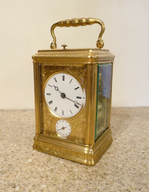 fig 1. FINE ENGRAVED FRENCH CARRIAGE CLOCK BY DROCOURT
