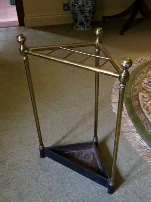 Edwardian Brass Corner Umbrella Stand