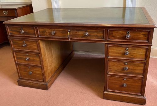 fig 2. Early 19th Century Mahogany Pedestal Partners Desk