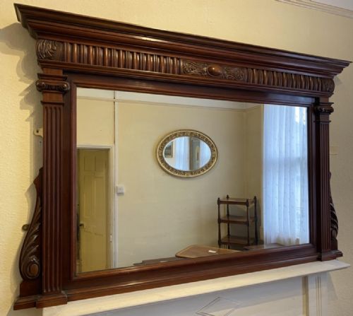 Late 19th Century Solid Mahogany Overmantel Mirror