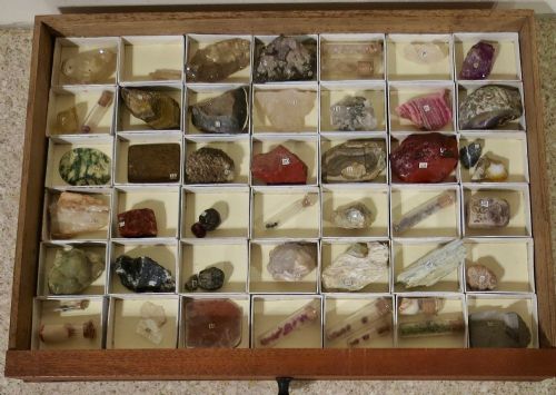 fig 3. RARE CABINET OF MINERALS & FOSSILS BY JAMES TENNANT