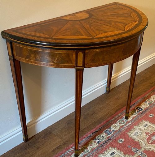 Sheraton Form Demi-lune Inlaid Card Table of the Highest Quality