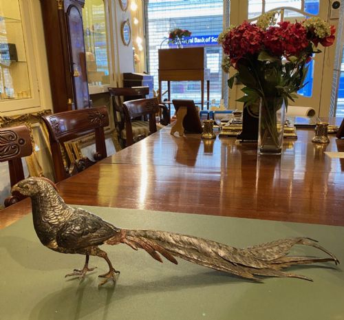 Large (18 Inches) Austrian Cold Painted Bronze Pheasant by F. Bergman