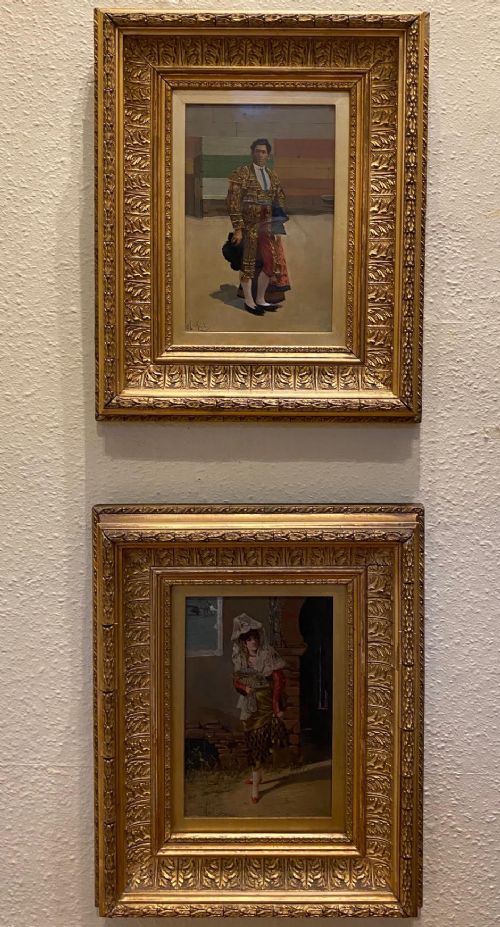 Superb Pair of Spanish Portraits on Board. Painter: Adolfo Del Aguila Y Pimentel