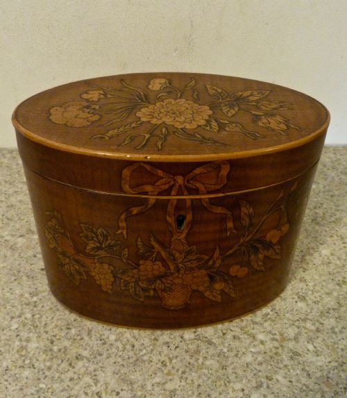 Fine George III Oval Inlaid Tea Caddy