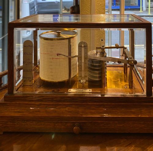 Negretti & Zambra - A Good Oak Cased Barograph with Thermometer