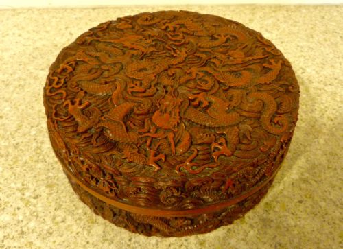 fig 1. CHINESE 'CINNABAR' LACQUER BOX & COVER