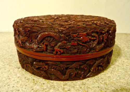 fig 2. CHINESE 'CINNABAR' LACQUER BOX & COVER