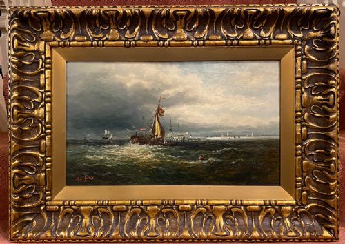 Framed Oil on Canvas Entitled 'Portsmouth Harbour' by M. M. Jacobi
