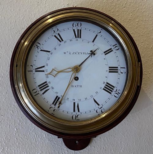 Rare Mahogany Enamel Dialled Wall Clock by William Evill of Bath (C.1785)