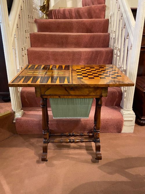 Burr Walnut Games / Work Table (Chess/backgammon/cribbage)