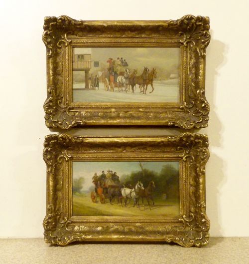 William Rowland: Pair Coaching Oil Paintings
