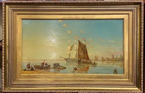 Louis Dommersen - 'Elburg on the Zuider Zee' - Late 19th Century - Oil on Board.