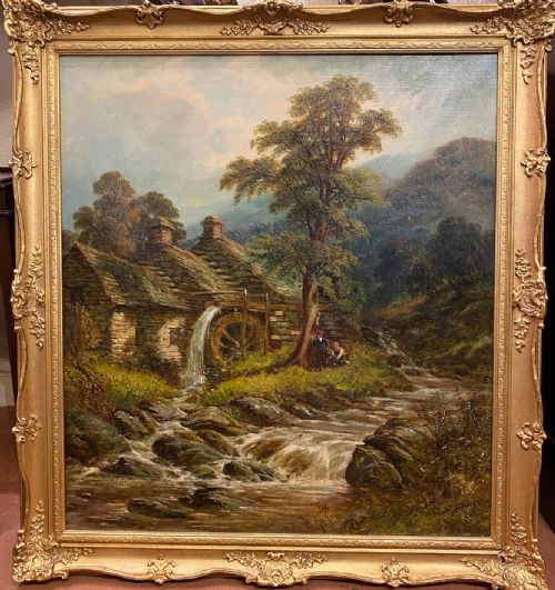 19th Century Oil on Canvas - "The Old Watermill" by Thomas Thomas