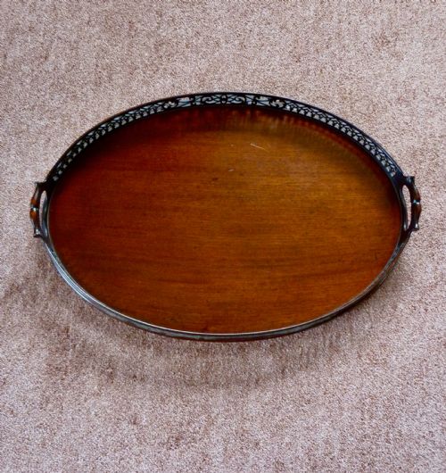 Good Edwardian Mahogany Oval Tray